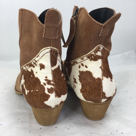 Dingo suede leather brown cow print calf hair boots 8.5 - Picture 3 of 8